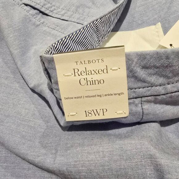 New Talbots 18WP Petite Light Blue Relaxed Chino Ankle Pants Trouser Women 41x27 - Picture 13 of 15